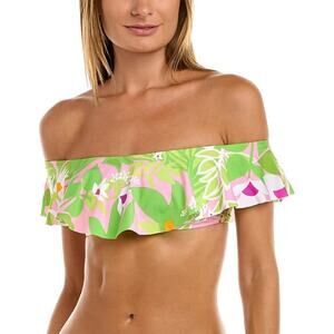 Trina Turk Womens Sz 10 Monaco Bandeau Bikini Top Off Shoulder